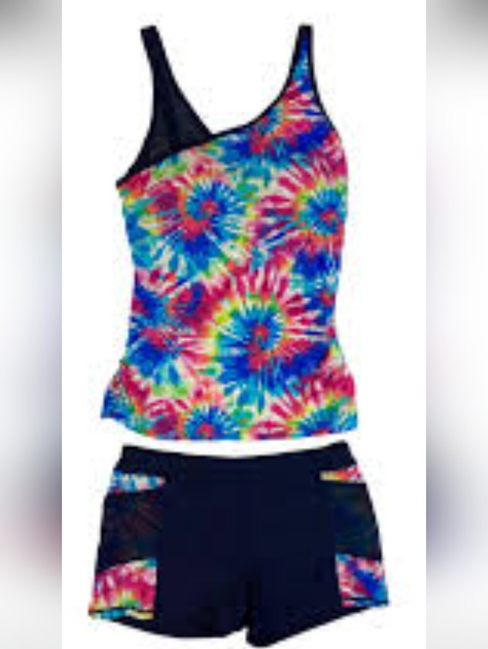 Tie-Dye Tankini Swim Set - Multicolor With Pockets. Sz 16 XL